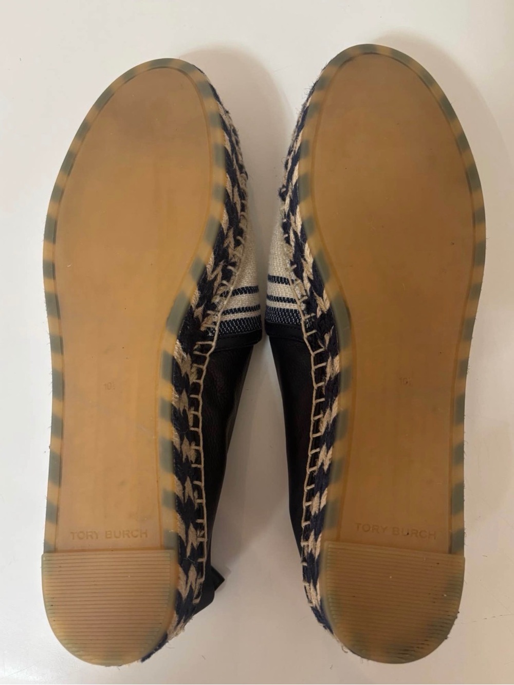 NWOT Tory Burch Logo Navy & Canvas-Leather Platform Espadrilles - Size 10.5 - Picture 11 of 12